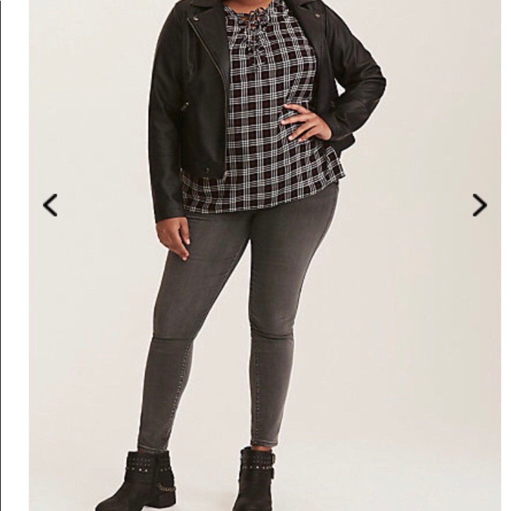 1 LEFT!  NEW Torrid lace up plaid tunic - Large/12 - Picture 3 of 8